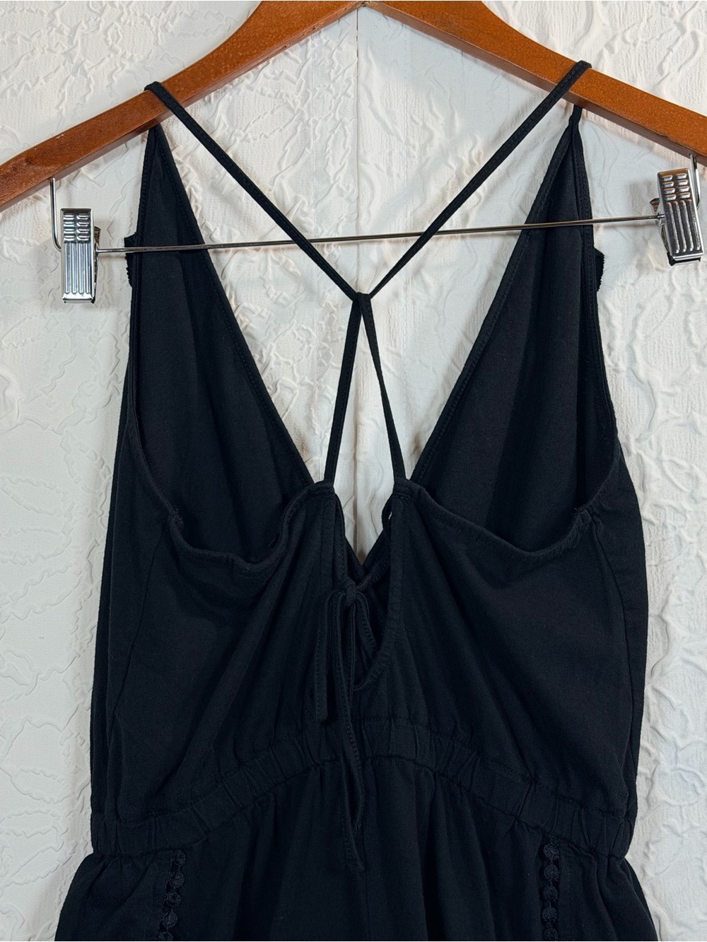 Topshop Plunging Ruffle Faux Wrap Tie Back Fringe Romper Sz S - Picture 7 of 11